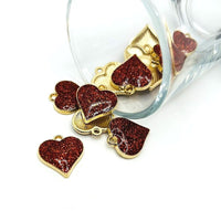 1, 4, 20 or 50 Pieces: Red Glitter Heart Charms