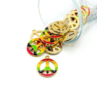 1, 4, 20 or 50 Pieces: Rainbow Pride Peace Sign Charms