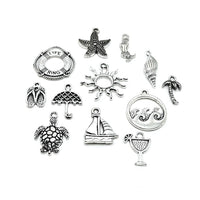 72 Piece Antique Silver Ocean Theme Charms, 12 Styles