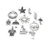 72 Piece Antique Silver Ocean Theme Charms, 12 Styles