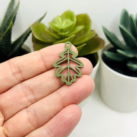 1, 4, or 20 Pieces: Green Oak Leaf Charms