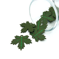 1, 4, or 20 Pieces: Green Maple Leaf Charms
