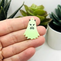 1, 4, or 20 Pieces: Angry Glow in the Dark Ghost Charms