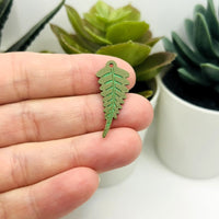 1, 4, or 20 Pieces: Green Fern Leaf Charms