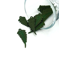 1, 4, or 20 Pieces: Green Fern Leaf Charms