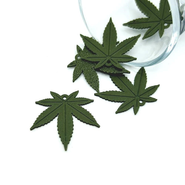 1, 4, or 20 Pieces: Green Pot Marijuana Leaf Charms