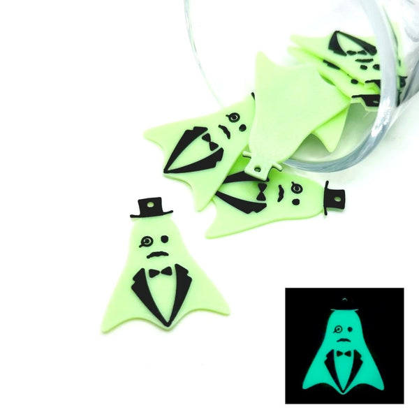 1, 4, or 20 Pieces: Fancy Male Glow in the Dark Ghost Charms