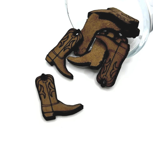 1, 4, or 20 Pieces: Leather Cowboy Boot Charms