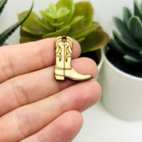 1, 4, or 20 Pieces: Wooden Cowboy Boot Charms
