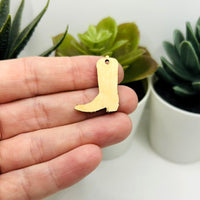1, 4, or 20 Pieces: Wooden Cowboy Boot Charms