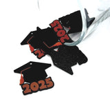 1, 4, or 20 Pieces: Red and Black 2025 Graduation Cap Charms