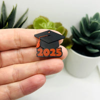 1, 4, or 20 Pieces: Red and Black 2025 Graduation Cap Charms