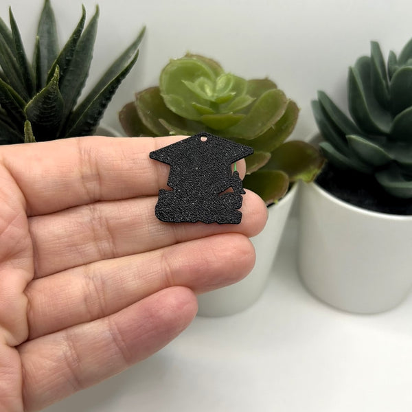 succulent graduation cap Green and Black 2025 Graduation Cap Charms, 28x25mm 20 Pieces