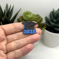 1, 4, or 20 Pieces: Blue and Black 2025 Graduation Cap Charms