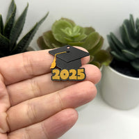 1, 4, or 20 Pieces: Orange and Black 2025 Graduation Cap Charms