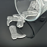 1, 4, or 20 Pieces: Clear Acrylic Cowboy Boot Charms