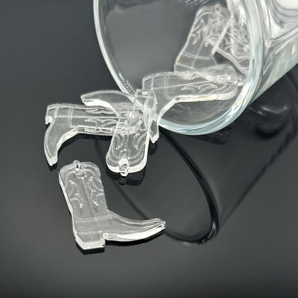 1, 4, or 20 Pieces: Clear Acrylic Cowboy Boot Charms