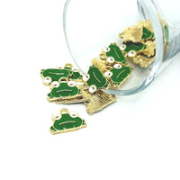 Green Grumpy Frog Charms, 12.5x15.5mm
