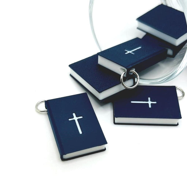 1, 4, or 20 Pieces: 3D Blue Bible Book Charm