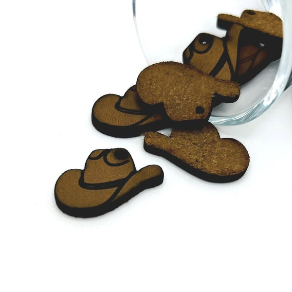 1, 4, or 20 Pieces: Leather Cowboy Hat Charms