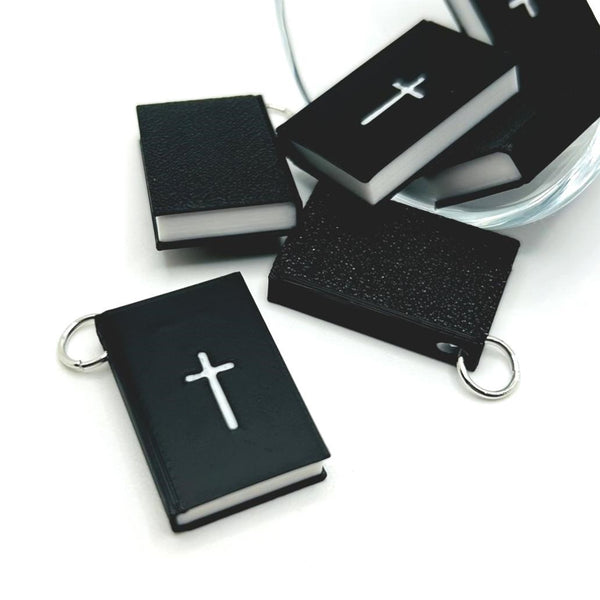 1, 4, or 20 Pieces: 3D Black Bible Book Charm