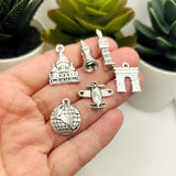 Silver Mixed Travel Charms - 17 Pieces