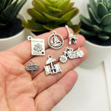 Silver Mixed Travel Charms - 17 Pieces