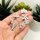 Silver Mixed Travel Charms - 17 Pieces
