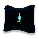 18k Gold and Baby Blue Tulip Charm, 29x10mm