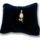 18k Gold and Pink Pearled Tulip Charm, 29x10mm