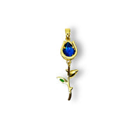 18k Gold and Blue Cubic Zirconia Tulip Charm, 38x12 mm