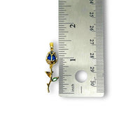18k Gold and Blue Cubic Zirconia Tulip Charm, 38x12 mm