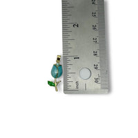 18k Gold and Baby Blue Tulip Charm, 29x10mm