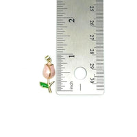 18k Gold and Pink Pearled Tulip Charm, 29x10mm