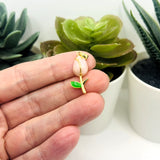 18k Gold and Pink Pearled Tulip Charm, 29x10mm