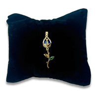18k Gold and Blue Cubic Zirconia Tulip Charm, 38x12 mm