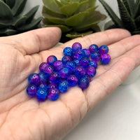 8.5mm Purple and Blue Crackle Glass Beads