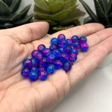 8.5mm Purple and Blue Crackle Glass Beads