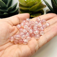 8.5mm Pink and Clear Crackle Glass Beads
