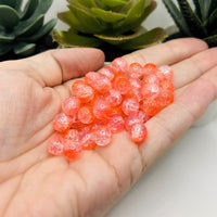 8.5mm Orange and Clear Crackle Glass Beads