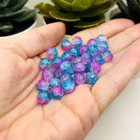 8.5mm Purple and Blue Crackle Glass Beads