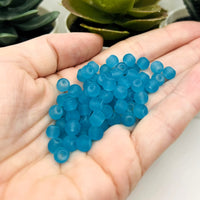6mm Blue Frosted Glass Beads