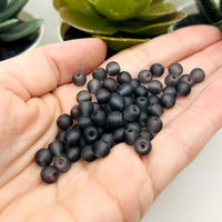 6mm Gray Frosted Glass Beads