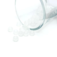 6mm white frosted glass beads on a string, ideal for jewelry and craft projects.