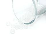 6mm white frosted glass beads on a string, ideal for jewelry and craft projects.
