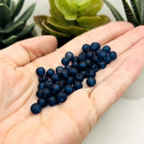 6mm Dark Blue Frosted Glass Beads