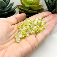 8.5mm Yellow and Clear Crackle Glass Beads