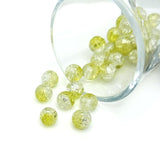 8.5mm yellow and clear crackle glass beads on a string, sparkling with cracked-texture facets—perfect for jewelry-making and craft projects.