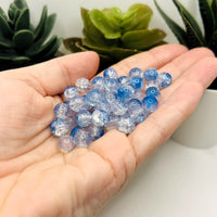 8.5mm Blue and Clear Crackle Glass Beads