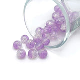 8.5mm purple and clear crackle glass beads on a string, shimmering with a cracked texture—ideal for jewelry-making and craft projects.